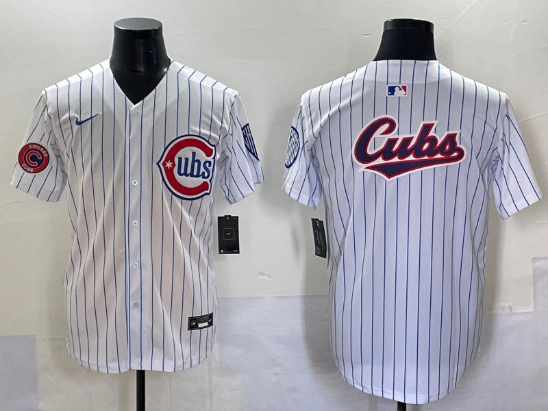 Men 2025 Chicago Cubs Blank White Stripe Fashion Nike MLB Jersey style 7036